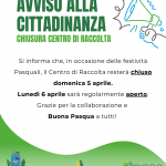 Chiusura CDR domenica 5 aprile